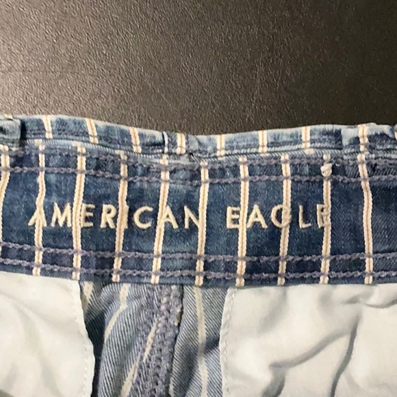 American Eagle Outfitters High Waist Blue and White Plaid Shorts - Picture 2 of 4